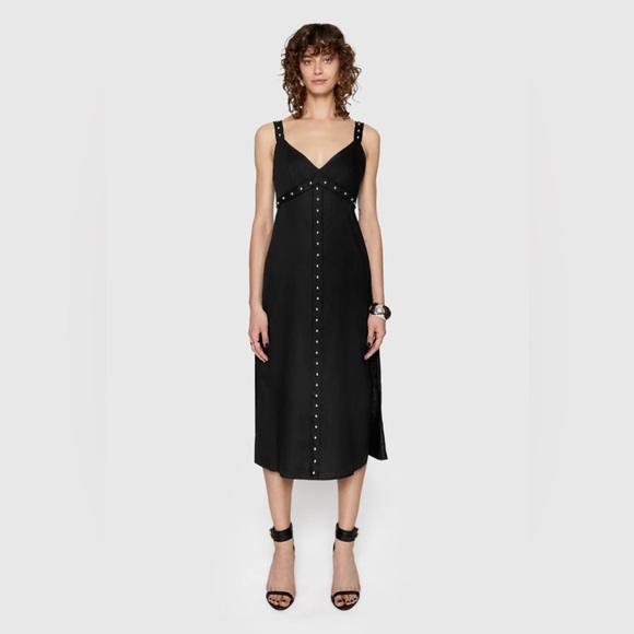 Rebecca Minkoff Black Midi Archie Studded Dress - Picture 1 of 10